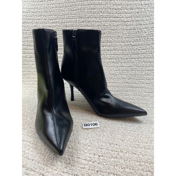 NINE WEST Black Women's 10M Stiletto Pointed Leather Boots - Picture 3 of 11